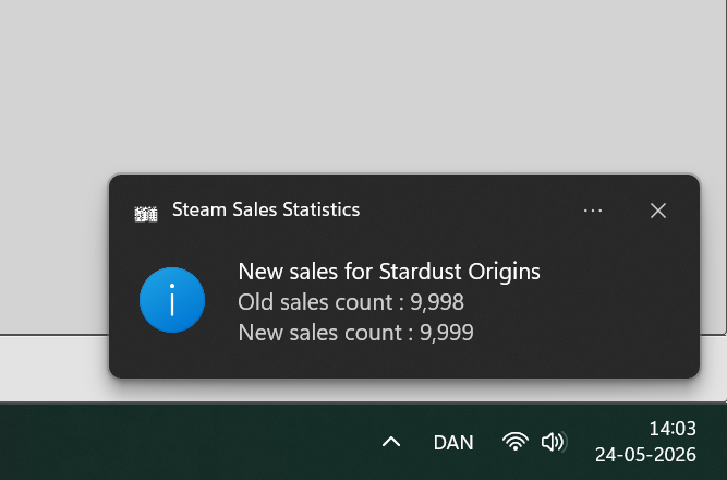 Windows notification showing a new Steam sale